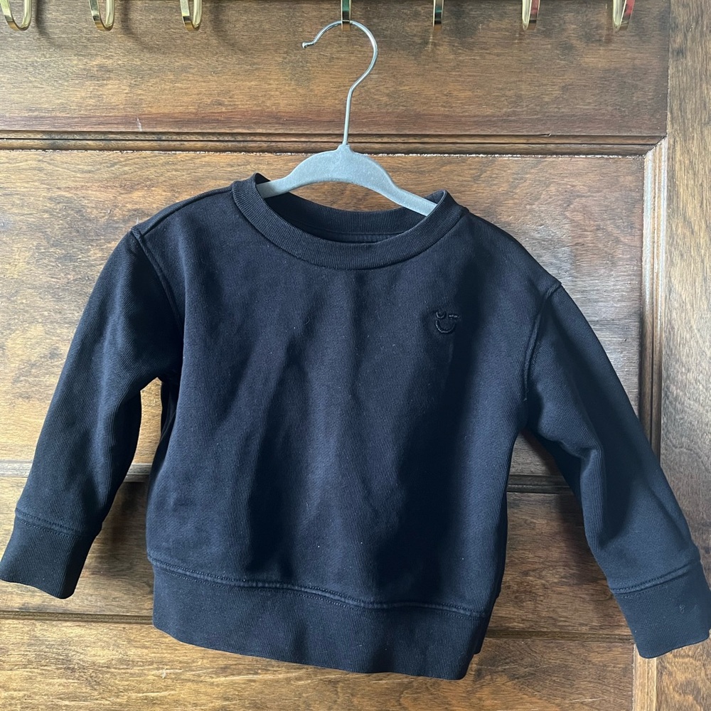 Nordstrom Classic Black Kids Sweatshirt with Embroidered Smiley Face (18 months)